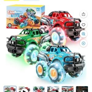 Joyfy Monster Trucks Three Piece Set - Red, Green, Blue